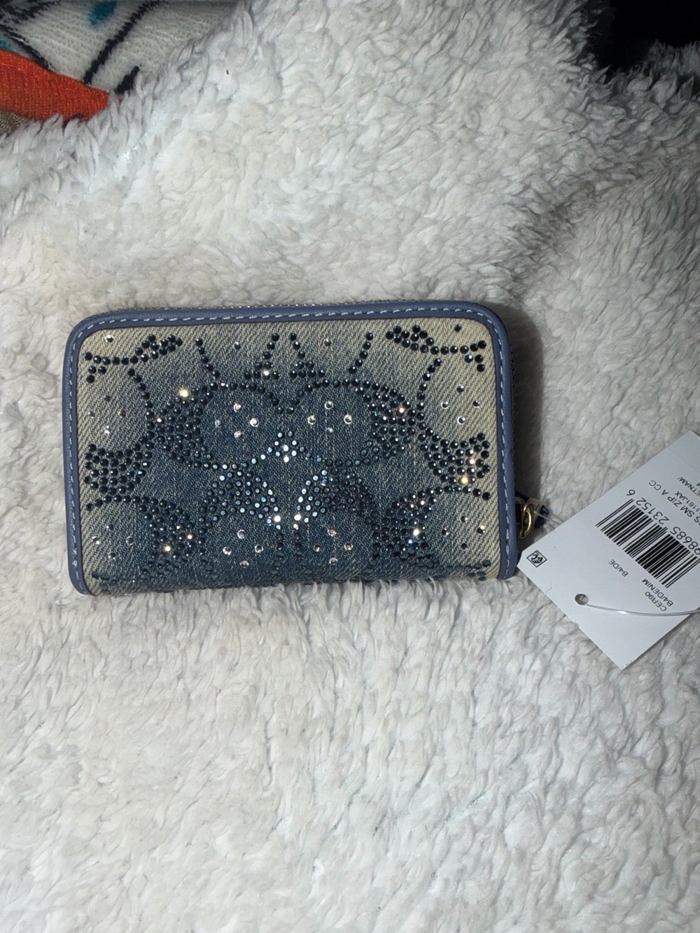 Nwt coach blue crysal zip wallet
